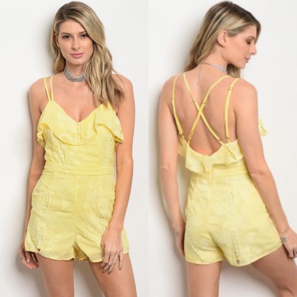CLOSING SHOP!! Yellow Lace Romper
